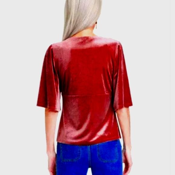 Knox Rose Mauve Elbow Sleeve Velvet Blouse - Picture 2 of 11